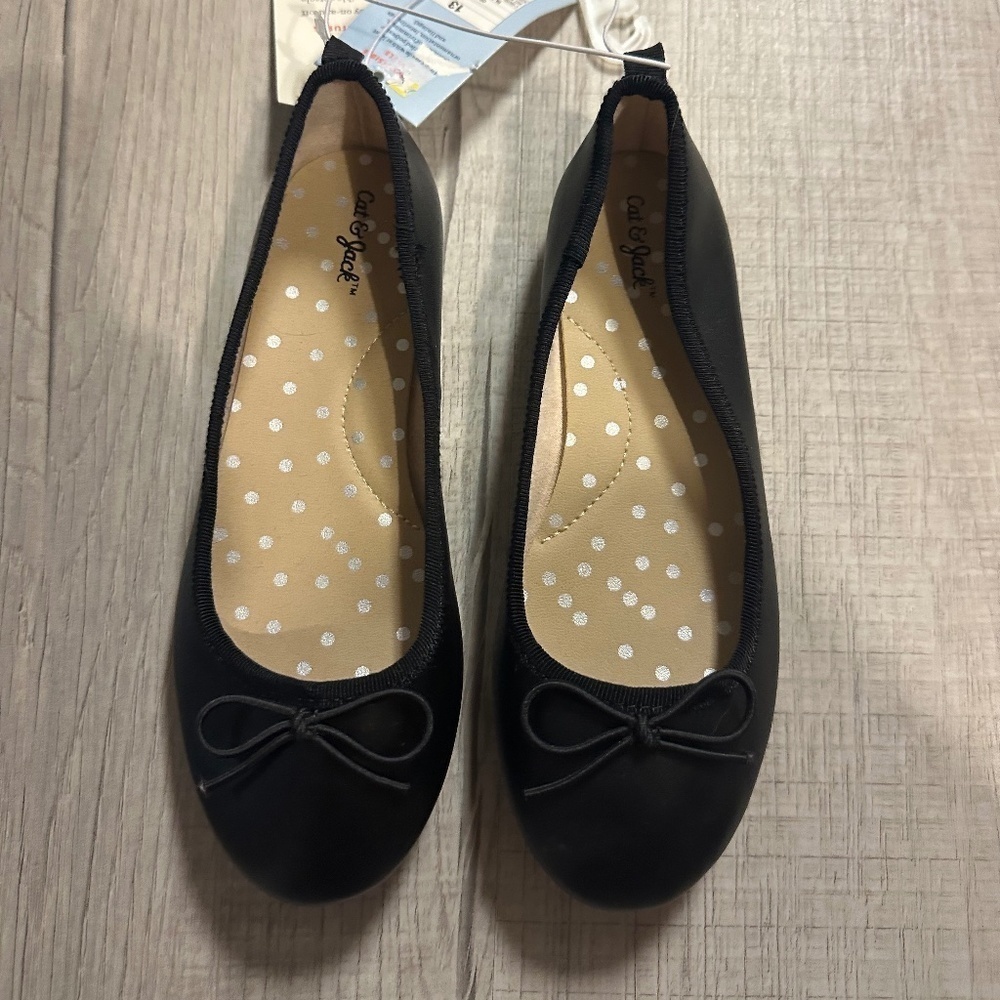 Cat & Jack Girls Ballet Flats Black Size 13
